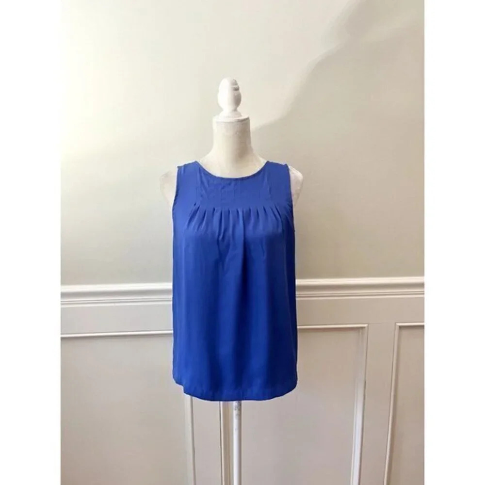 Loft Cornflower Blue Shell Tank Top Pleated Detail SP